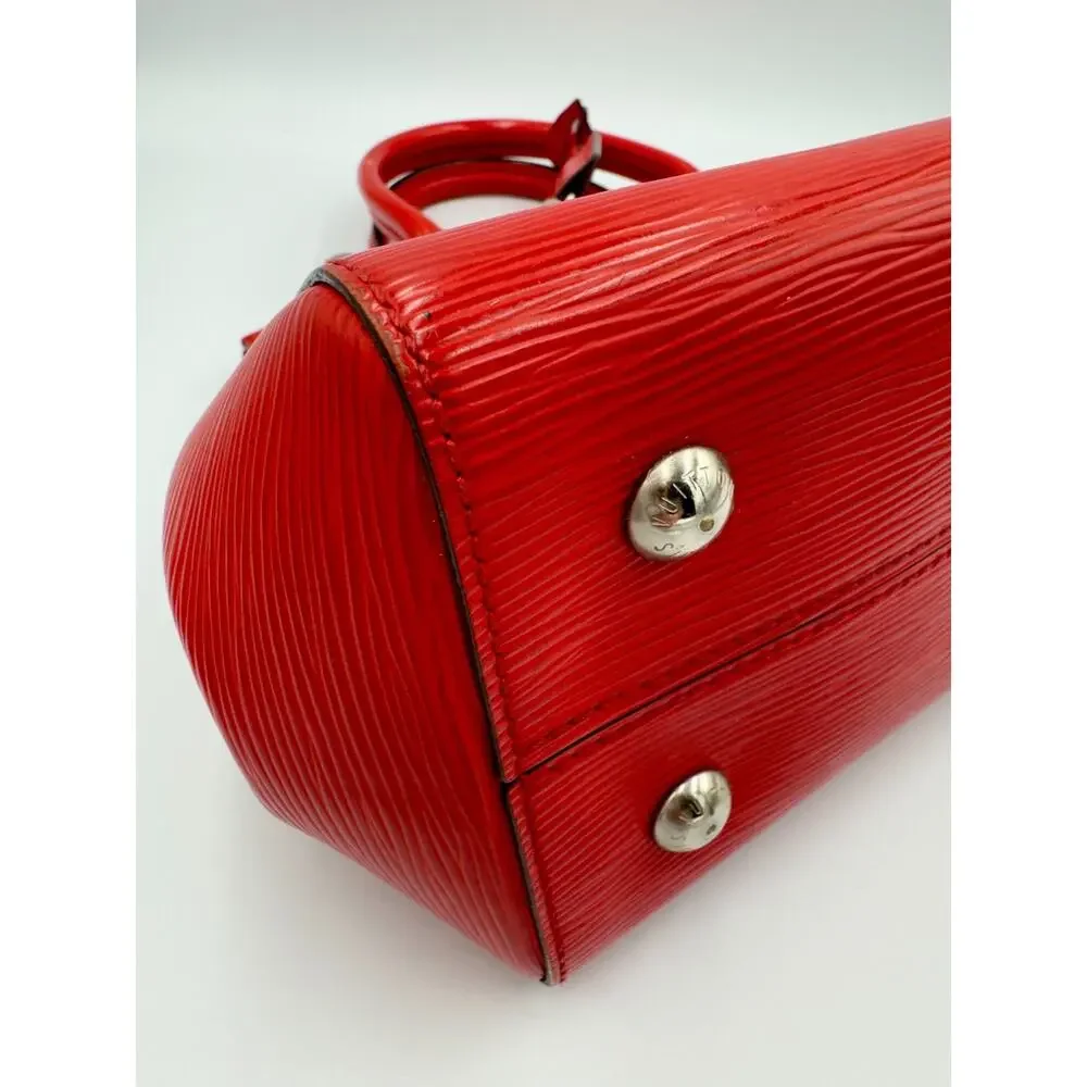Authentic Louis Vuitton Coquelicot Red Epi Marly BB Handbag Crossbody Bag 2Way